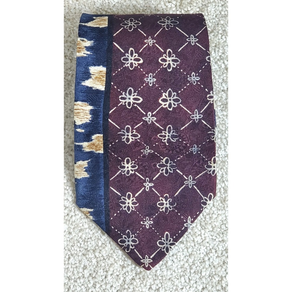 Damon Men's Neck Tie 100% Silk Deep Wine & Navy ‎ 57.5"
